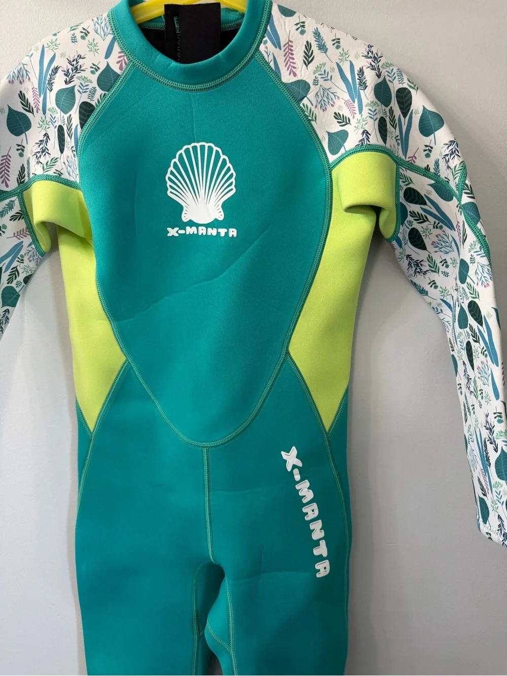 Dive & Sail X-Manta Kids Teal Shell-Print Full 2.5mm Neoprene Wetsuit XXL